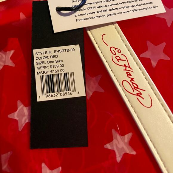 Ed Hardy Tote Bag Red Star Stripe Clear Vinyl New With Tags - Picture 4 of 9